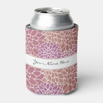 Trendy Girly Elegant Floral Purple And Mauve Can Cooler by suchicandi at Zazzle