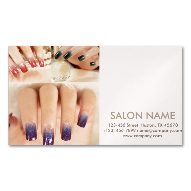 trendy girly fashion beauty SPA nail salon Business Card Magnet (Front)