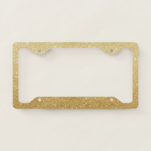 Trendy Girly Faux Gold Glitter License Plate Frame