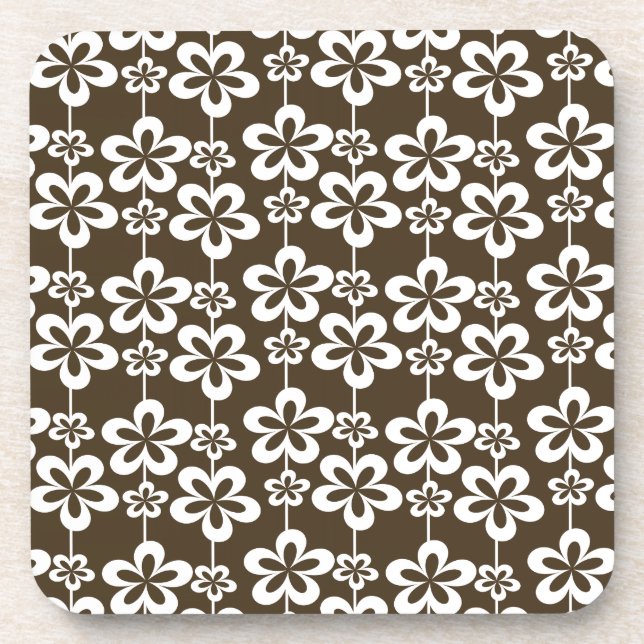 Trendy Girly Floral Pattern Drink Coaster (Front)
