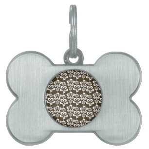 Trendy Girly Floral Pattern Pet Name Tag