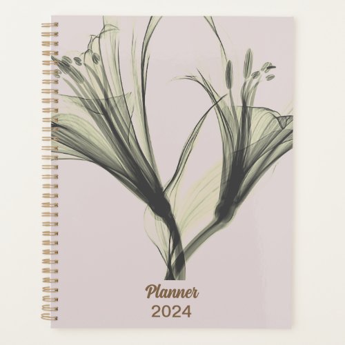 Trendy Girly Gold Floral 2024 Planner