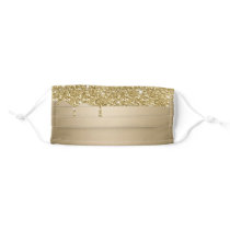 Trendy Girly Gold Glitter Adult Cloth Face Mask