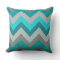 Trendy Girly Gray Teal Chevron Zigzag Pattern