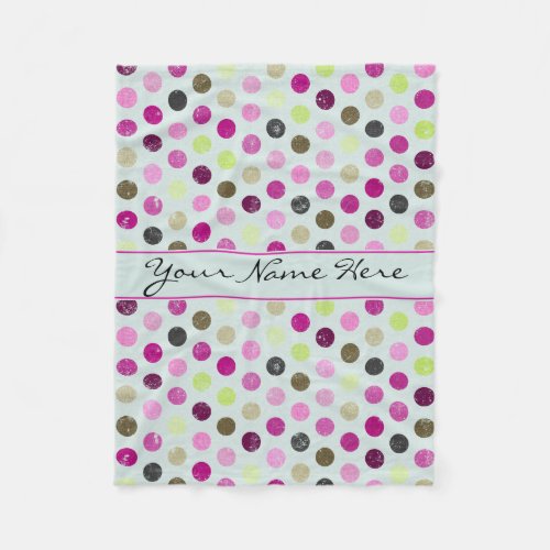 Trendy Girly Grunge Polka Dots Fleece Blanket