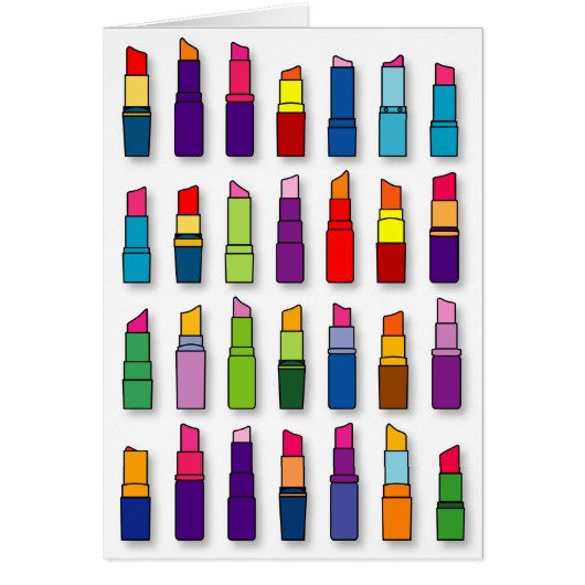 Trendy, girly lipsticks pattern cards (Front)