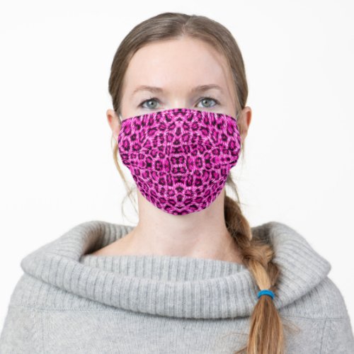 Trendy Girly Long Haired Pink Leopard Skin Print Adult Cloth Face Mask