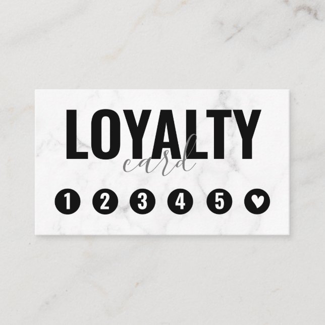 Trendy Girly Marble Business Loyalty Card (Front)