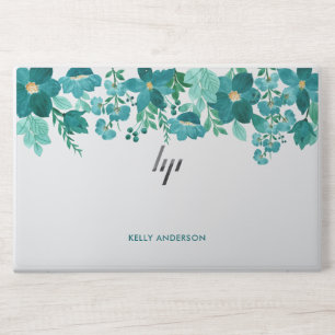 Trendy Girly Monogrammed Watercolor Foliage HP Laptop Skin