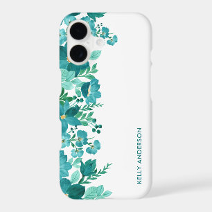 Trendy Girly Monogrammed Watercolor Foliage iPhone 17 Case