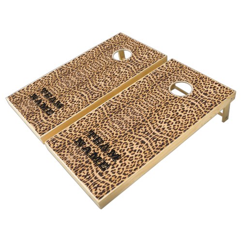 trendy girly pattern safari fashion leopard print cornhole set