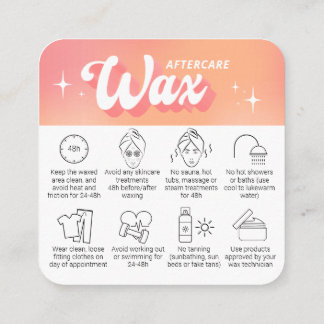 Trendy Girly Peach Groovy Waxing Aftercare Guide Square Business Card
