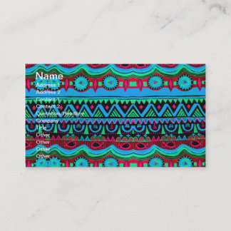 Trendy Girly Pink Blue Tribal Pattern Business Card