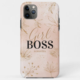 Trendy Girly Pink &amp; Gold Girl Boss Name iPhone 11 Pro Max Case