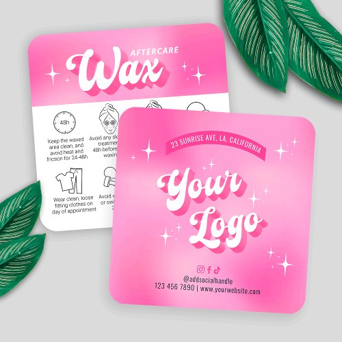 Trendy Girly Pink Groovy Waxing Aftercare Guide Square Business Card