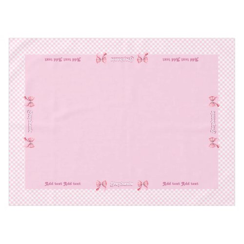 Trendy Girly Pink Plaid Checkerboard Pattern  Bow Tablecloth