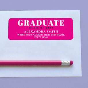 Trendy Girly Pink White Formal School Graduation Label