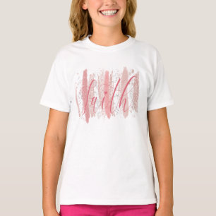 Trendy girly rose gold brushstrokes Faith T-Shirt