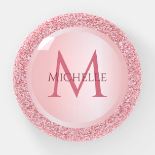 Trendy Girly Rose Gold Glitter Stylish Template Paperweight