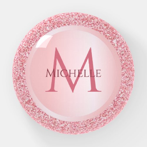 Trendy Girly Rose Gold Glitter Stylish Template Paperweight