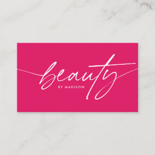 Trendy Girly Ruby Red Beauty Makeup Artist Script Business Card