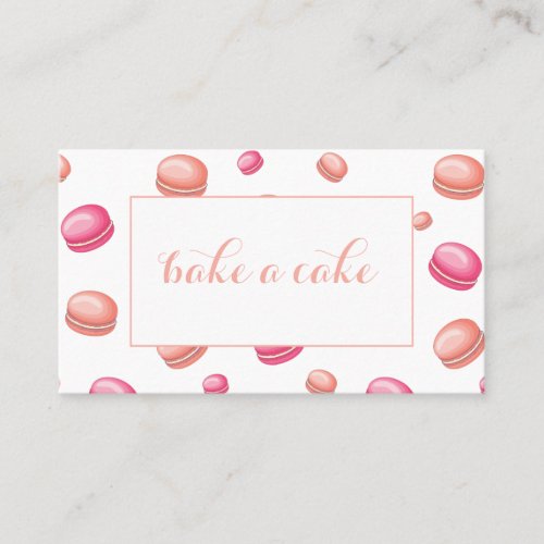 Trendy Girly White Pink Patisserie Bakery Business Card