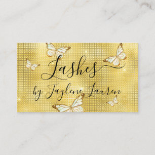 Trendy Glam Yellow Gold Luxury Butterfly Lashes Business Card