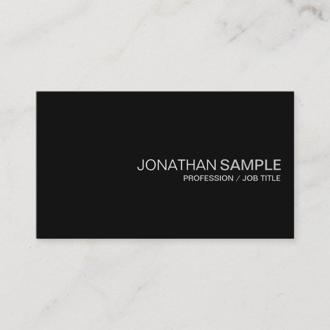 Trendy Glamorous Design Plain Black White De Luxe Business Card (Front)