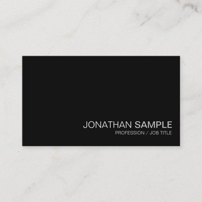 Trendy Glamorous Design Plain Black White Luxury Business Card (Front)