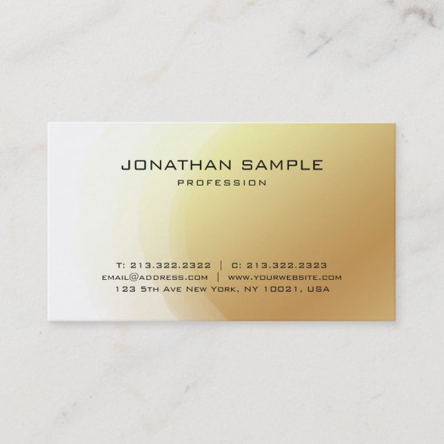 Trendy Glamorous Gold Design Elegant Modern Luxe Business Card (Front)