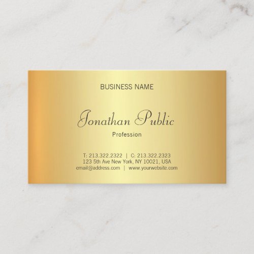 Trendy Glamorous Gold Look Professional Elegant Business Card