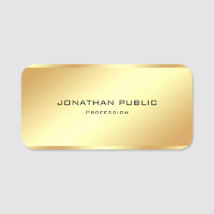 Trendy Glamorous Gold Look Simple Template Modern Name Tag