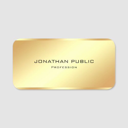 Trendy Glamorous Gold Look Simple Template Modern Name Tag