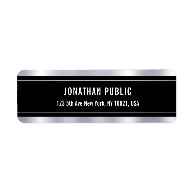 Trendy Glamour Black Silver Template Elegant Label (Front)