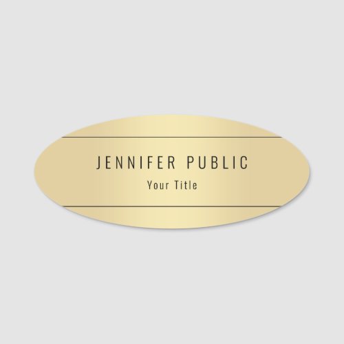 Trendy Glamour Gold Look Modern Template Elegant Name Tag