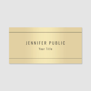 Trendy Glamour Gold Look Modern Template Elegant Name Tag