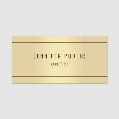 Trendy Glamour Gold Look Modern Template Elegant Name Tag