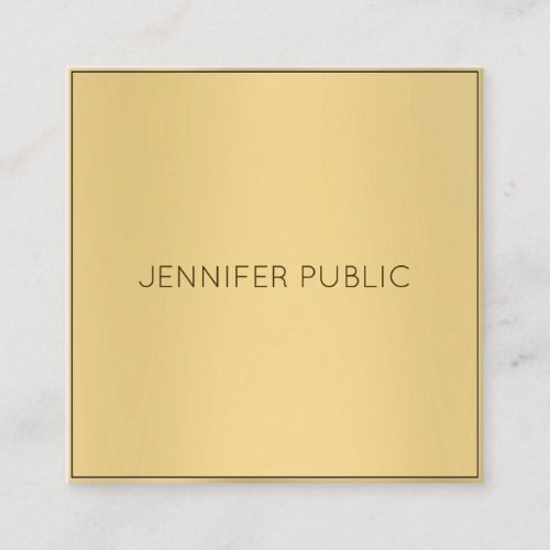 Trendy Glamour Gold Look Modern Template Luxury Square Business Card