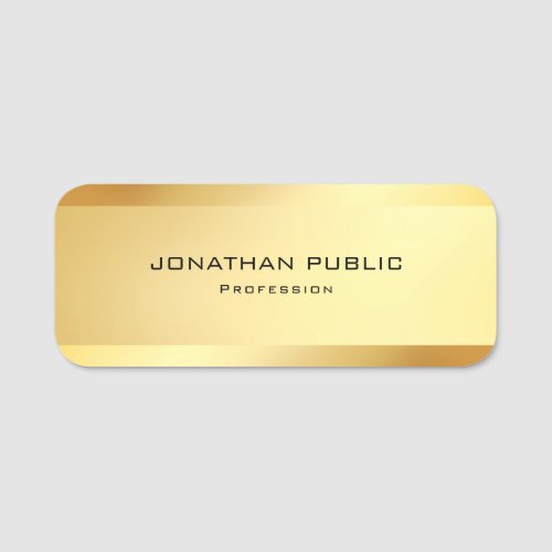 Trendy Glamour Gold Modern Simple Template Top Name Tag