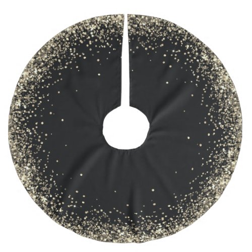 Trendy Glitter Art Black Gold Tree Skirt