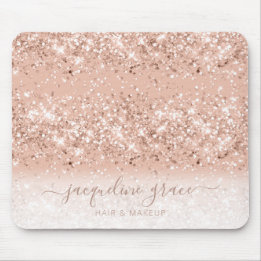 Trendy Glitter Blush Pink Rose Gold Makeup Hair Mouse Pad