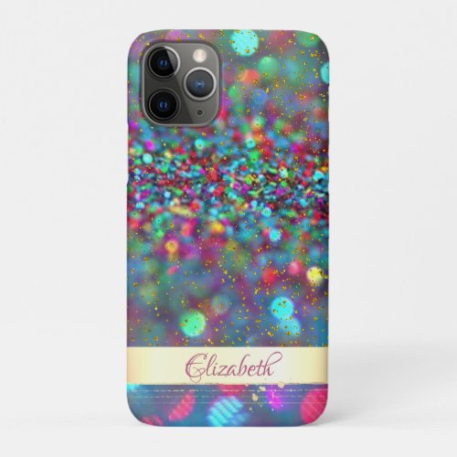 Trendy  Glitter Bokeh  Gold Confetti_ Personalized iPhone 11 Pro Case