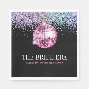 Trendy Glitter Disco Bride Era Bachelorette Party Napkins