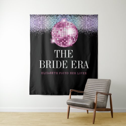 Trendy Glitter Disco Bride Era Bachelorette Party Tapestry