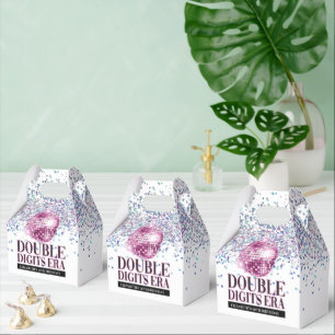 Trendy Glitter Disco Double Digits Era Birthday Favor Boxes