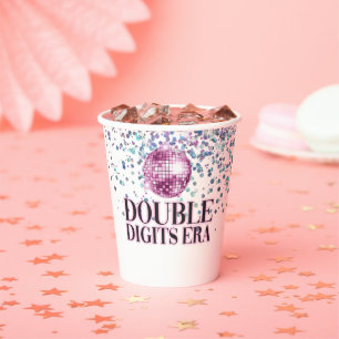 Trendy Glitter Disco Double Digits Era Birthday Paper Cups
