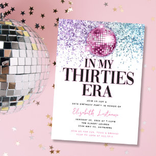 Trendy Glitter Disco Thirties Era 30th Birthday Invitation