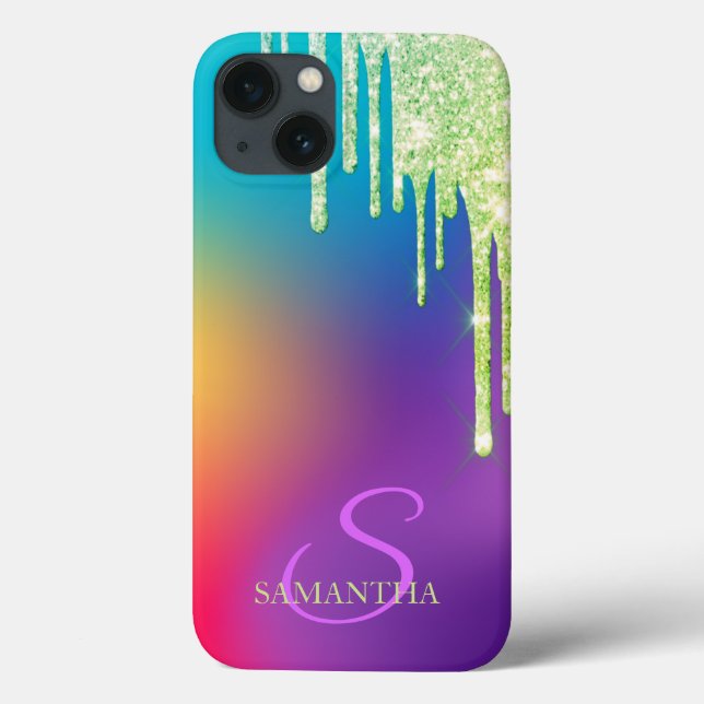 Trendy Glitter Drips Ombre Holographic Case-Mate iPhone Case (Back)