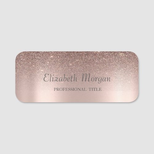 Trendy Glitter DripsRose Gold  Name Tag