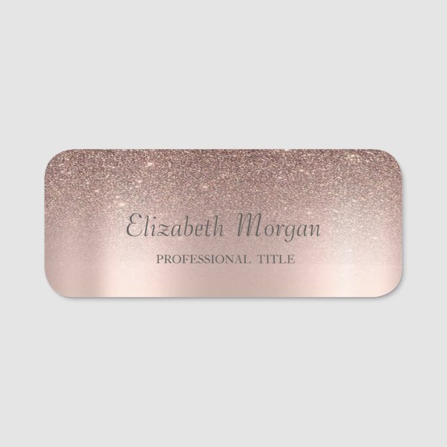 Trendy Glitter Drips,Rose Gold  Name Tag (Front)